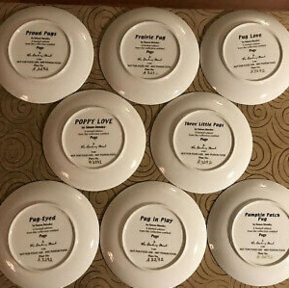 ⭐HP!⭐Danbury Mint Pug Plates - Picture 2 of 2